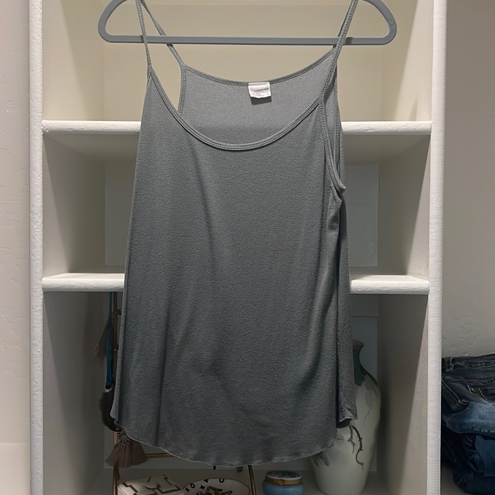 Olive green ribbed tank